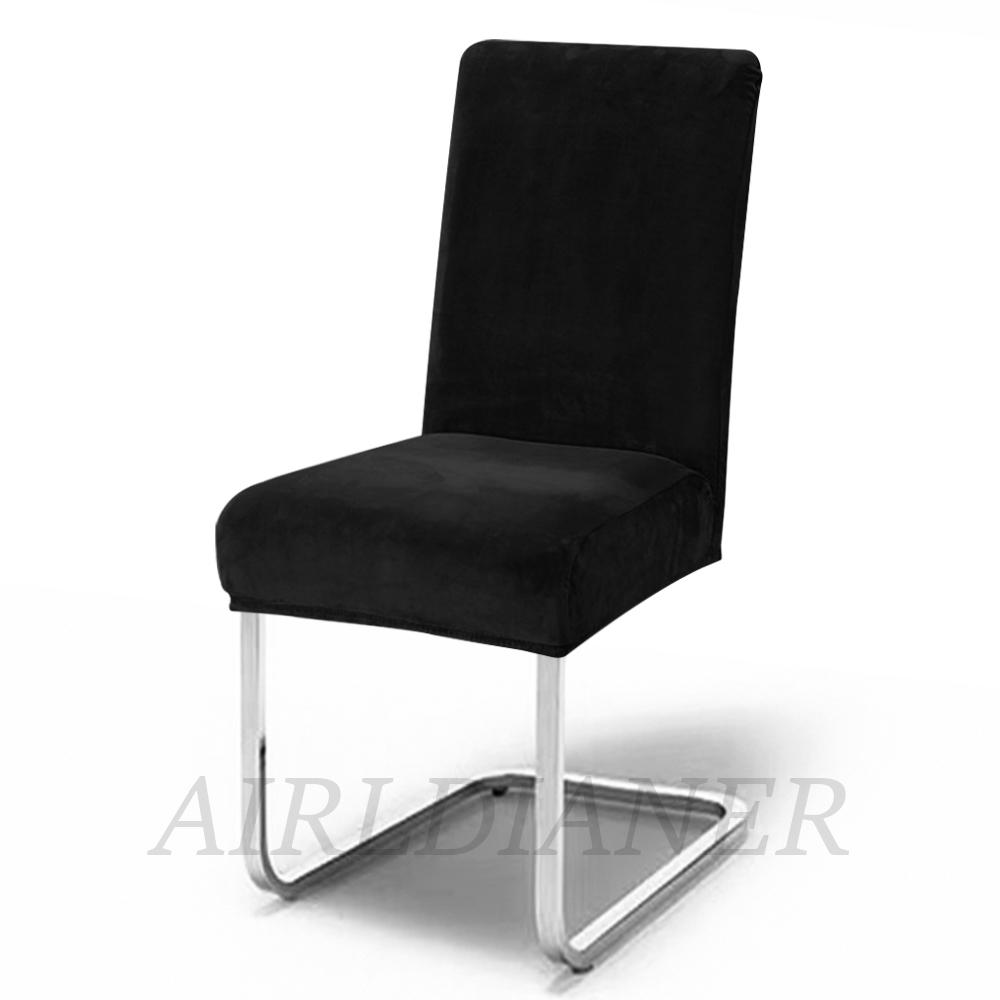 Weiche Samt-Stuhlhussen, dick, einfarbig, dehnbar, für Esszimmerstühle, Büros, Bankette und Restaurants, 1 Stück 1-pc schwarz