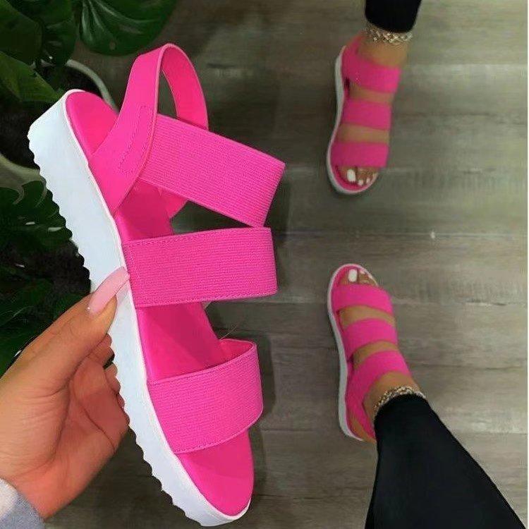 Frauen Sandalen Flache Offene spitze Schuhe Frauen Casual Plattform Damen Leichte Sandalen Einfarbig Sandalen Dames Plus Größe 43 36 rosa