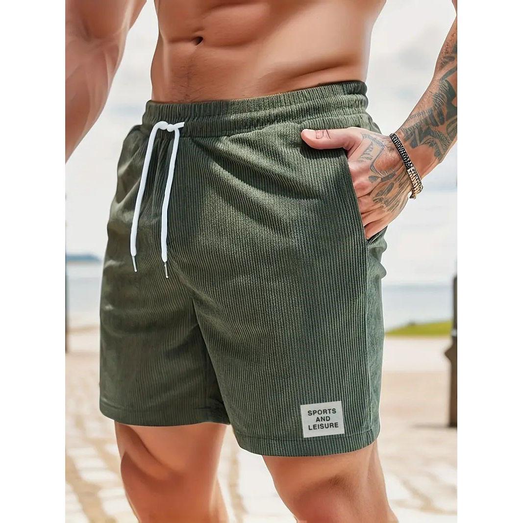 Sommer Herren Cord Jogginghose Casual Shorts Herren Strand Shorts Basketball Kurze Hose Einfarbig Label Sportswear Herren S dunkelgrüne
