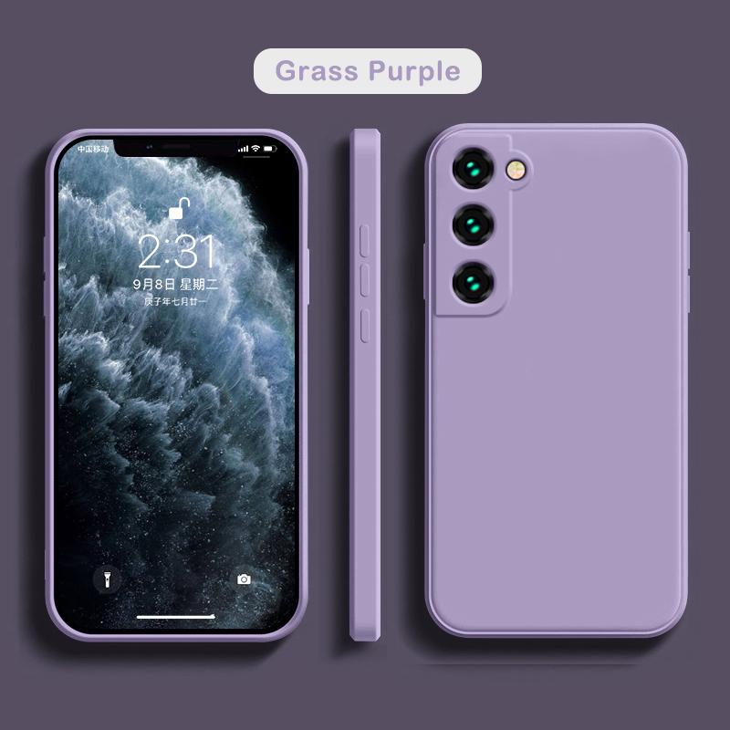 Luxuriöse quadratische Hülle aus flüssigem Silikon für Samsung Galaxy S25 S24 S23 FE S22 Ultra S21 S20 S10 Plus A52 A53 A54 A33 A72 A32 4G 5G Soft Cover For Samsung S21 FE violett