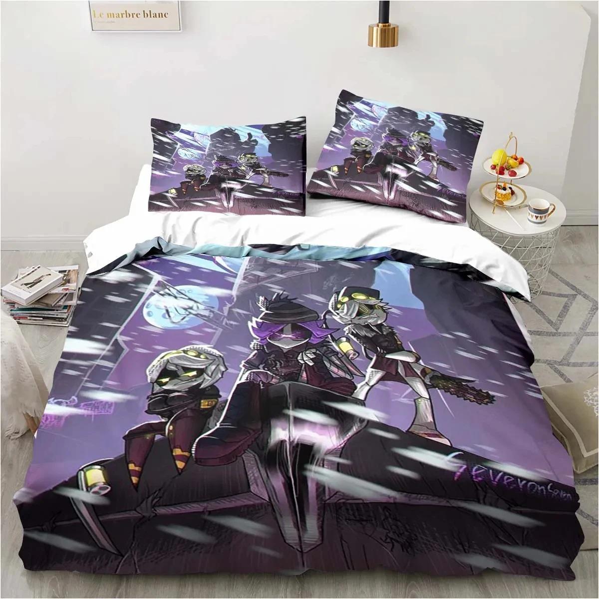 Neues Bettwäscheset mit 3D-Druck und Murder-Drones-Cartoon-Motiv, Bettbezug, Bettset, Steppdecke, Kissenbezug, King-Size-Bett, Queen-Size-Bett, Twin-Size-Bett, Jungen, Mädchen, Erwachsene 70x133cm 2pcs
