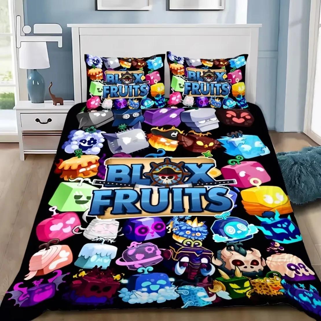3D Spiel Bettwäscheset B-Blox F-Früchte Cartoon Bettbezugset Weich Hautfreundlich Einzel Doppel King Size Für Kinder Heimtextilien 2pcsUsTwin 172x218
