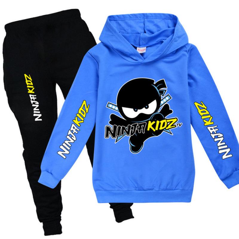 NINJA KIDZ Kinder Kleidung Hoodies Pullover Baumwolle Sweatshirt Anzug Cartoon Set Teenager Jungen Mädchen Kleidung Pullover Straße Hip Hop 140