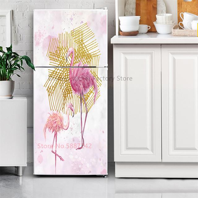 Küche Kühlschrank Aufkleber Vinyl Kühlschrank Tapete Vollständige Abdeckungen Selbstklebende Lotus Blume Wandbild Gefrierschrank Film Dekor Poster Aufkleber 60x150cm(1pcs)