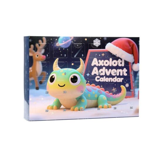 Axolotl Adventskalender 2025 24-Tage Weihnachts-Countdown-Box mit Acryl-Ornamenten Niedliche Salamander-Dekoration A