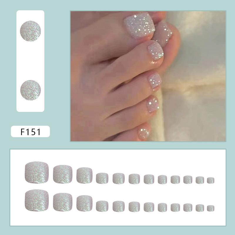 24 Stück Nailart-Stück, Nagelstück, explosiver Blitz, tragbarer Nagel, abnehmbares Zehennagelstück, europäisches und amerikanisches Fußnagelstück, feiner Blitz, Nailart-Patch