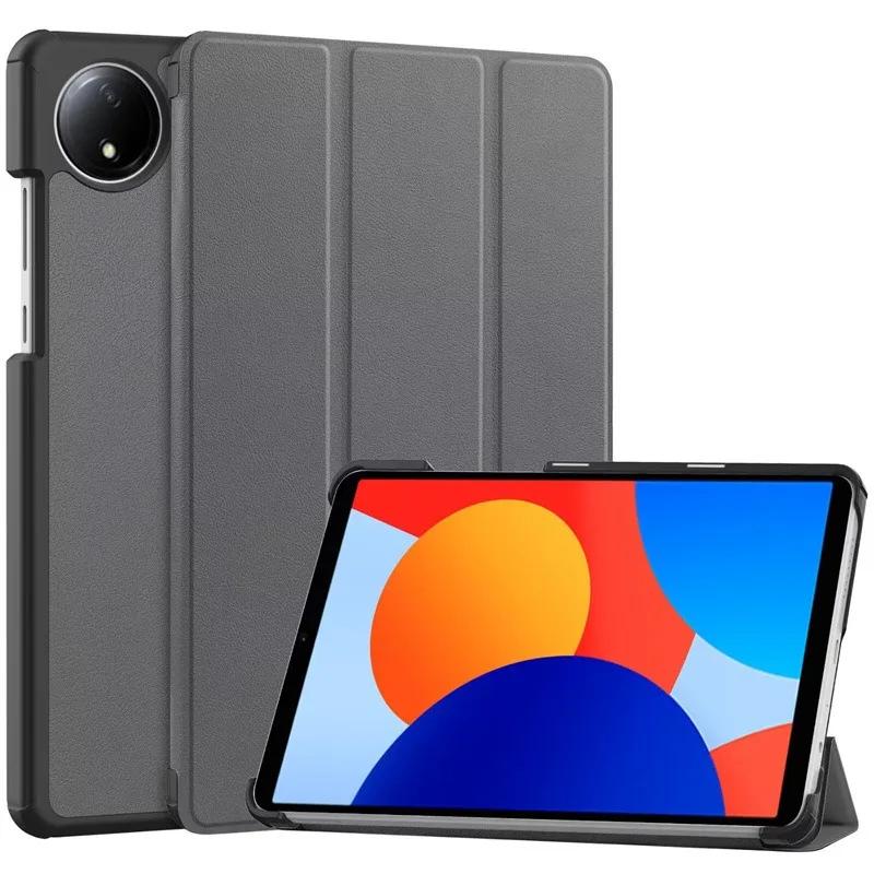 Für Xiaomi Redmi Pad SE 8.7 Hülle 2024 Neue dreifach klappbare Tablet-Hülle aus PU-Leder mit Ständer Funda für Redmi Pad SE 8,7 Zoll Smart Case Redmi Pad SE 8.7 graue