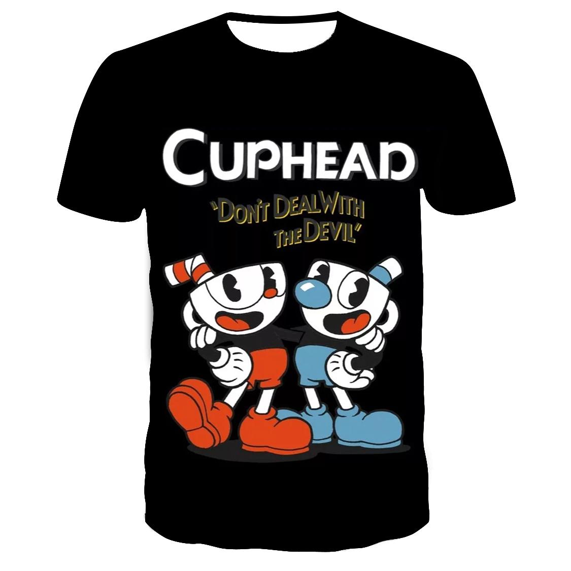 3D Cuphead Mugman Kinder T-Shirt Druck Mädchen Lustige Kleidung Jungen Kinder Tops Kinder Kleidung Baby T-shirts Männer Frauen Kleidung T-shirt 130