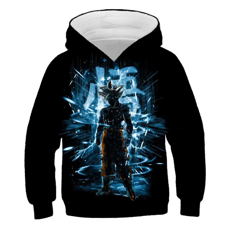 Mode Lässig Anime Cartoon Goku Hoodies 3D Gedruckt Kinder Sweatshirts Junge Mädchen Kinder Coole Streetwear Pullover Tops 150 gray
