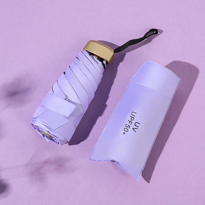 Mini Sonnenschirm Kleine Tasche Regen Reise Regenschirm Vinyl Taschenschirm UV Schutz Sonnenschutz Tasche Sonnenschirm Kapsel 1PCS violett