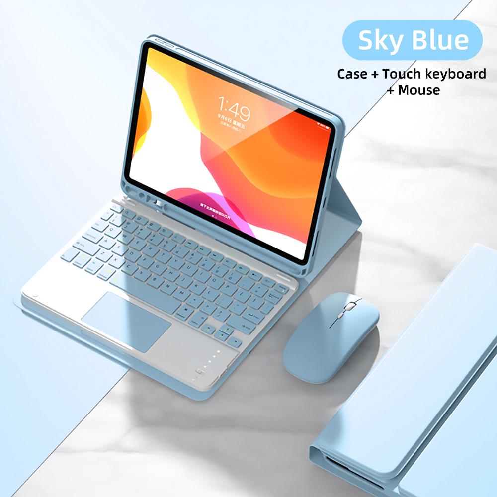 Hülle mit Tastatur für iPad Air 11 13 2024, für iPad 10.2 7/8/9. 10. Generation, Air 4 5 10.9'' Pro 11 12.9 Hülle mit Bleistifthalter iPad Pro11 2018-2022