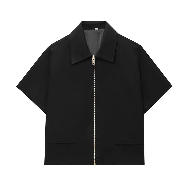 Damen Cropped Jacke Kurzarm Varsity Jacken für Damen Sommer Reißverschluss bei Mänteln und Jacken Feiertags Oberbekleidung XS schwarz