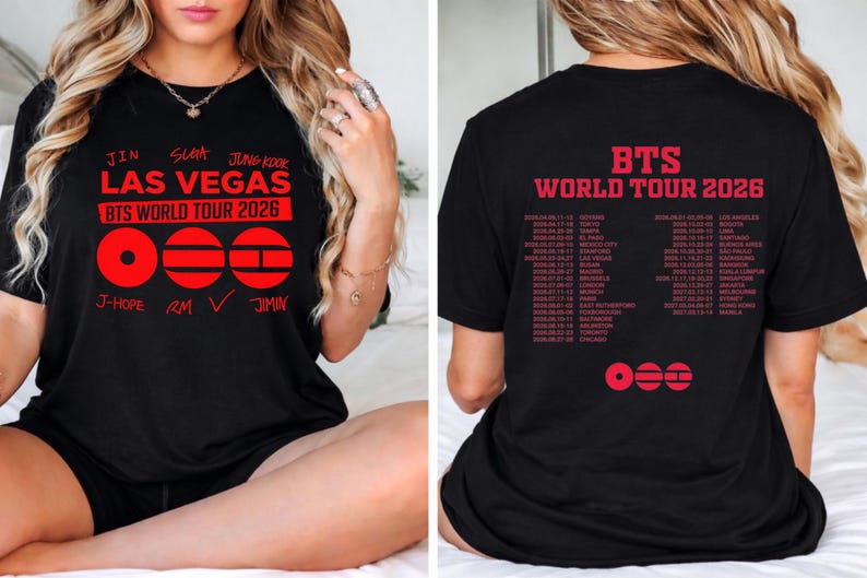 BTS Welttournee 2026 Zweiseitiges Unisex-Shirt, bts Konzert 2026 Shirt, Army Fan Geschenk, bts Merch, Army Fan Shirt, BTS Comeback Arirang Shirt 4XL