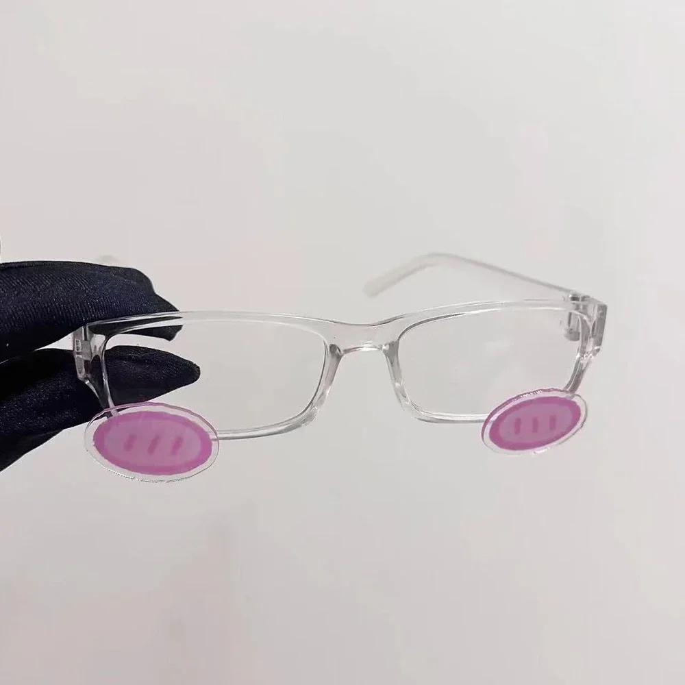 Neue Niedliche Rouge Brille Anime Cosplay Kawaii Brille Acryl Klar Trendige Vintage Y2K Brille Fotografie Zubehör gray
