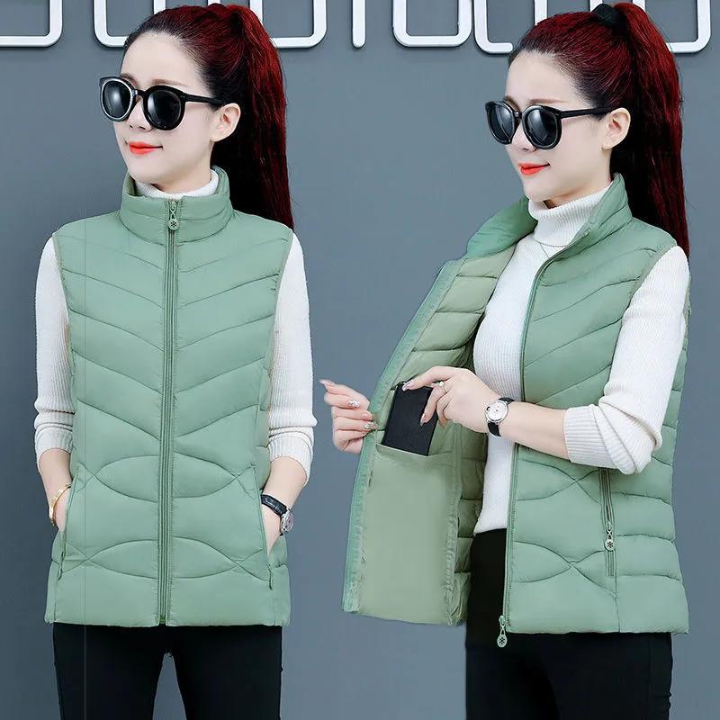 Frau Jacke Weste Herbst Winter Baumwolle Gefütterte Mantel Weste Weibliche Mit Kapuze Baumwolle Jacke Jacke Chaleco Mujer XXXL grün