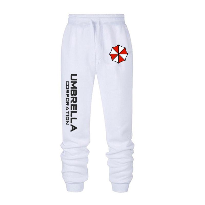 Männer Mode Resident Evil Print Hosen Regenschirm Frühling Herbst Fleece Jogginghose Unisex Lange Hosen Casual Sport Hosen 2XL weiß