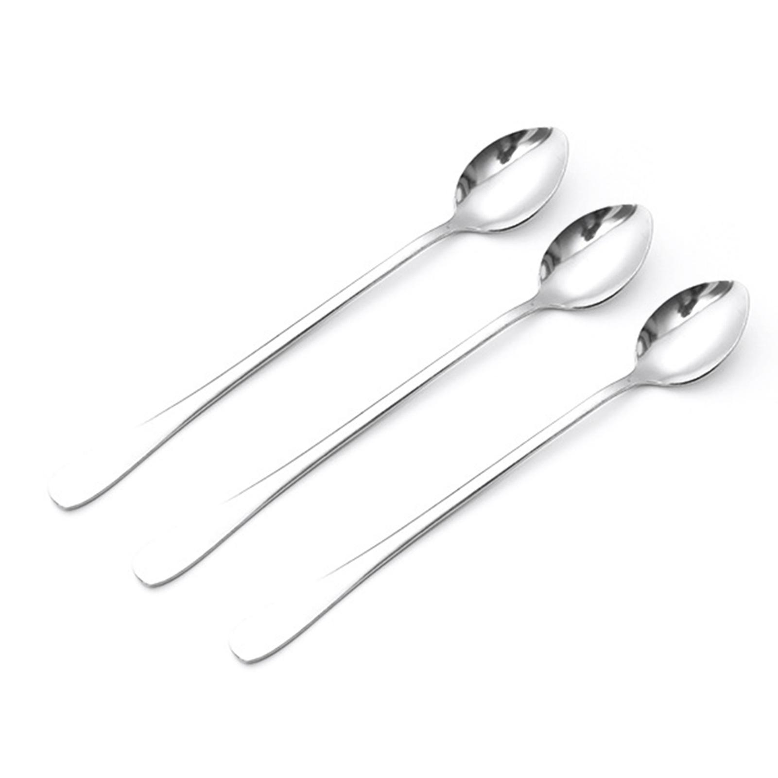 3Pcs Edelstahl Langen Griff Löffel Kaffee Eis Tee Eis Löffel für Bar Home Party Spitz