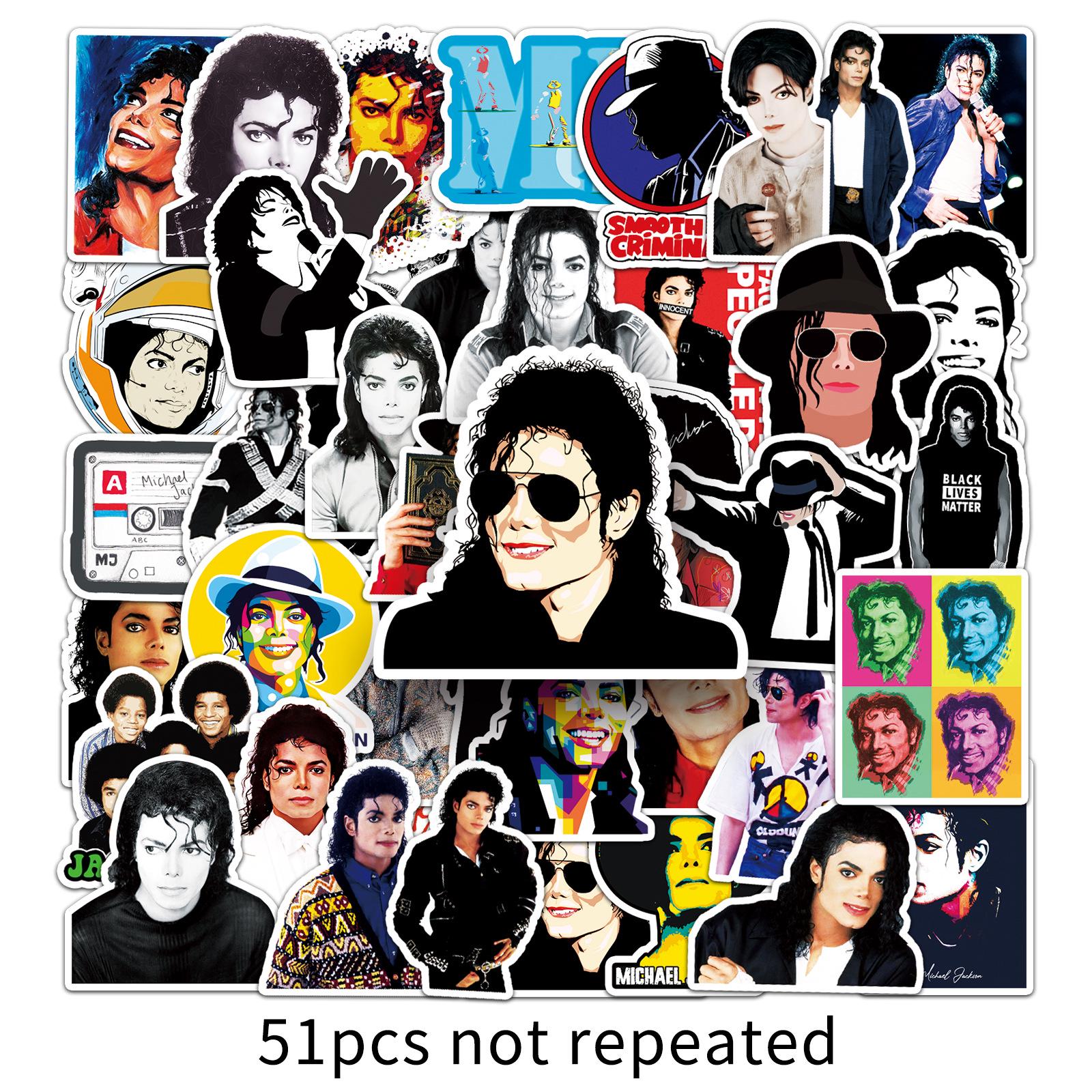 51-teilige Michael Jackson Graffiti-Aufkleber für Koffer, Roller, Handys, Autos und Tablets white
