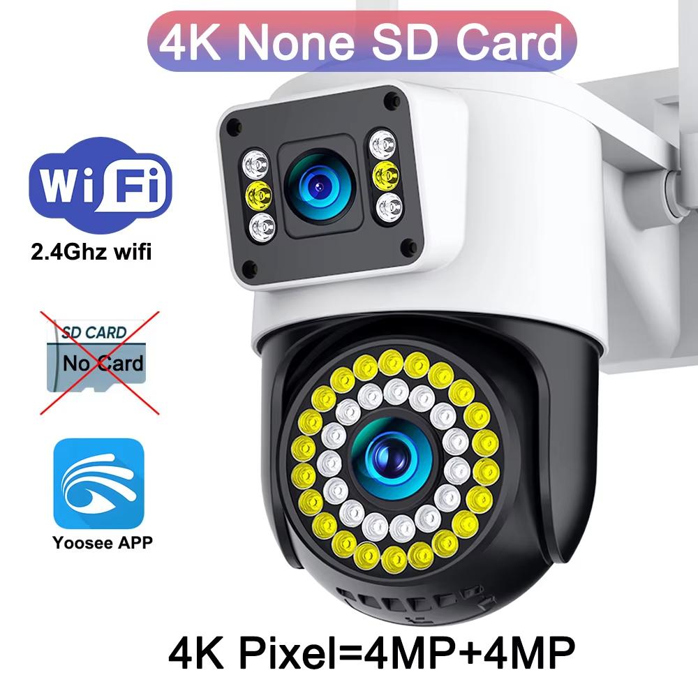 4K 8MP IP Kamera Dual-Objektiv 4G PTZ WLAN-Kamera Dual-Screen Auto-Tracking Zwei-Wege-Audio Farb-Nachtsicht Überwachungskamera Yoosee Wifi Camera
