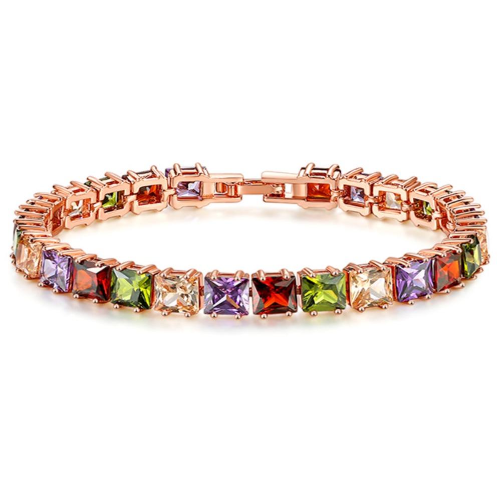 Schmuck Regenbogen Zirkon Armband Vintage Farbige Kristall Armband Strass Armband Dame/Herren Square