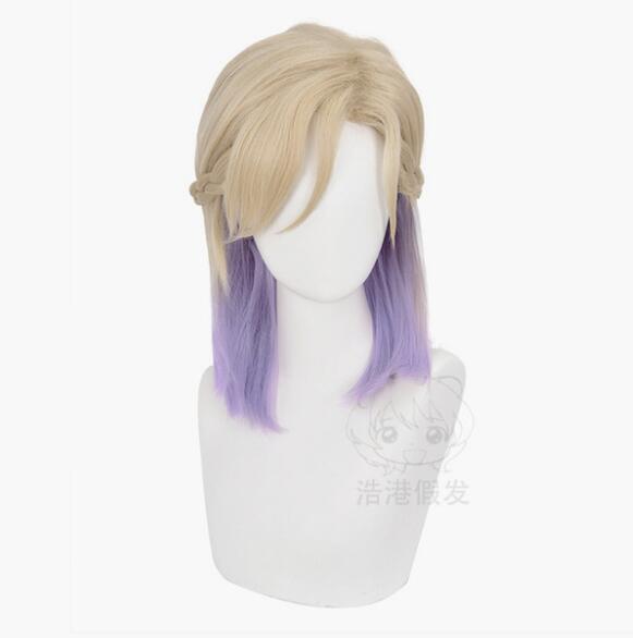 Männer Frauen Perücken 45cm Spiel Twisted Wonderland Vil Schoenheit Zöpfe Perücke Cosplay Kostüm Hitzebeständiges Kunsthaar One Size violett