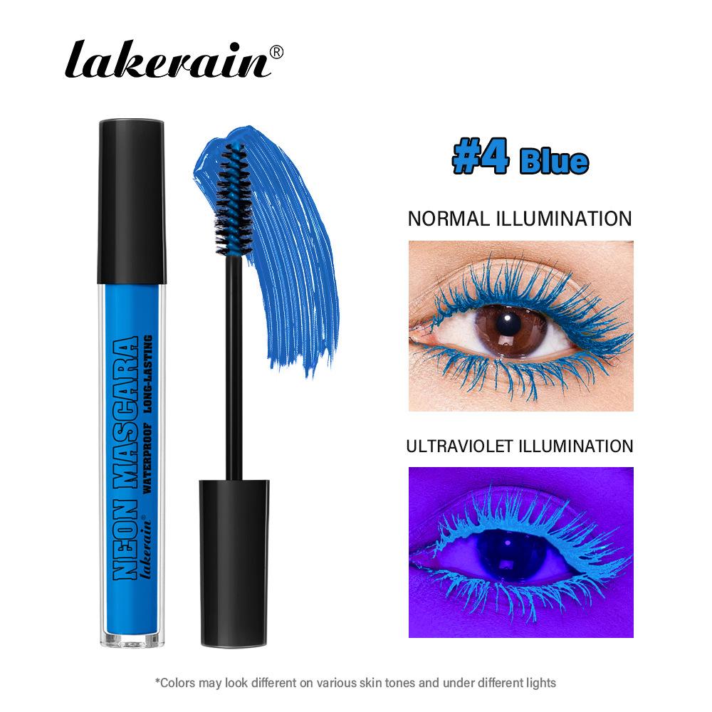 Fluoreszierende Mascara Wasserdicht Wimpern Langanhaltend Schnelltrocknend Bunt Neon Wimpern Schwungvoll Verlängert Wimpern Kosmetik blau