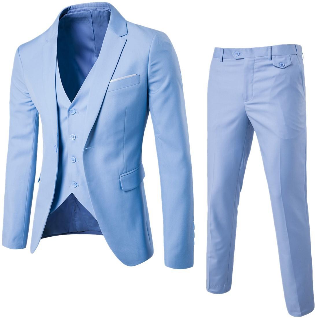 Business Casual Anzug Dreiteiliger Anzug Bräutigam Trauzeuge Hochzeitsanzug Anzug Herrenbekleidung Anzüge und Blazer M himmelblaue