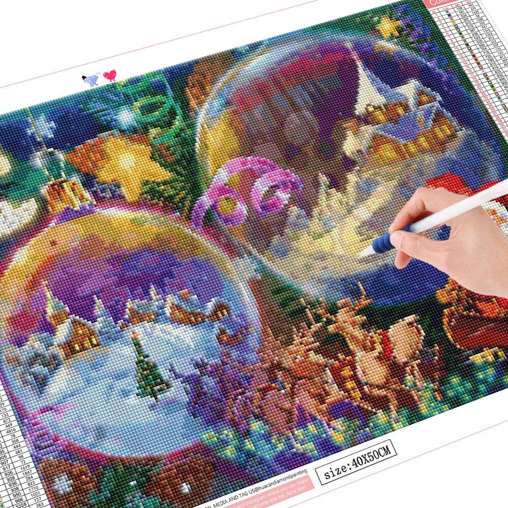 Diamantmalerei Weihnachtsmann-Set, komplettes Bohrset, quadratische Diamantstickerei, Wintermosaik, Hirsch, Kunsthandwerk, Weihnachtsdekoration Full Square (20X30CM)