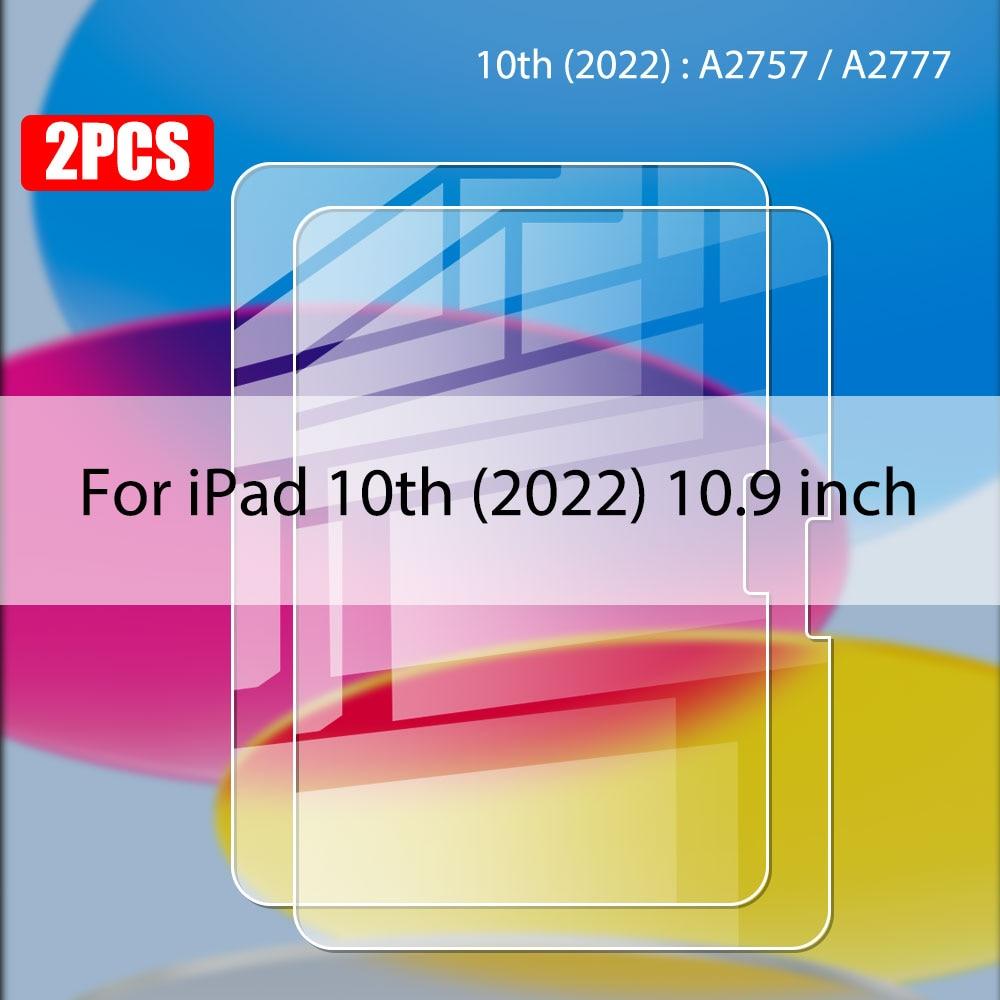 2 Stück gehärtetes Glas Displayschutzfolie für Apple Ipad Air 5 4 2022 Pro 11 2018 9,7 Zoll Ipad 10.2 6. 5. Generation gehärteter Film 2pcs*For ipad 10 2022 transparent