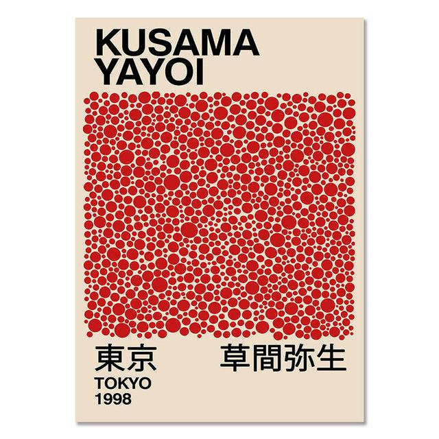 Yayoi Kusama Ausstellung Poster und Drucke Galerie Wandkunst Bild Museum Moderne Leinwand Malerei Nordic Wohnzimmer Dekoration 60cm×90cm NoFrame