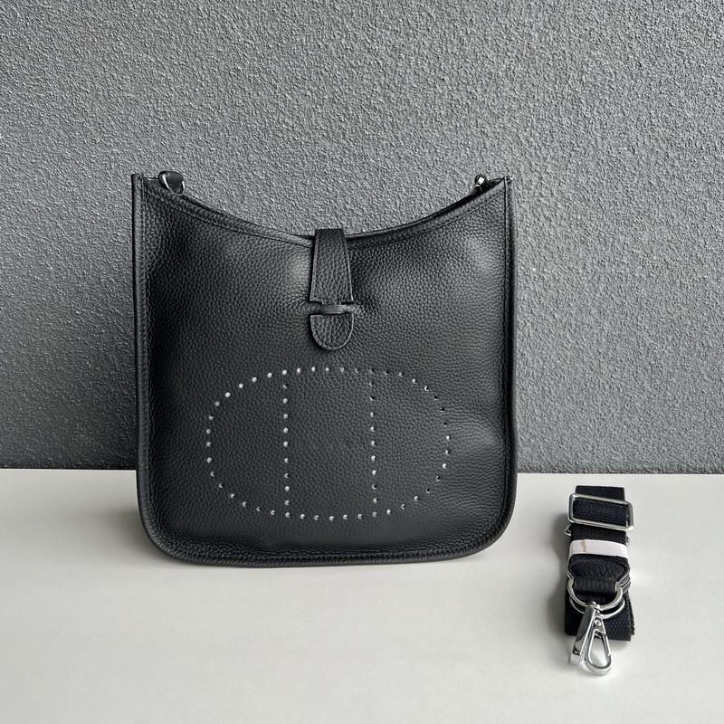2025 Neue echtes Leder Top-Schicht Rindsleder Litschi-Muster Unisex ausgehöhlte Umhängetasche Echte Leder Damenhandtasche 25cm schwarz