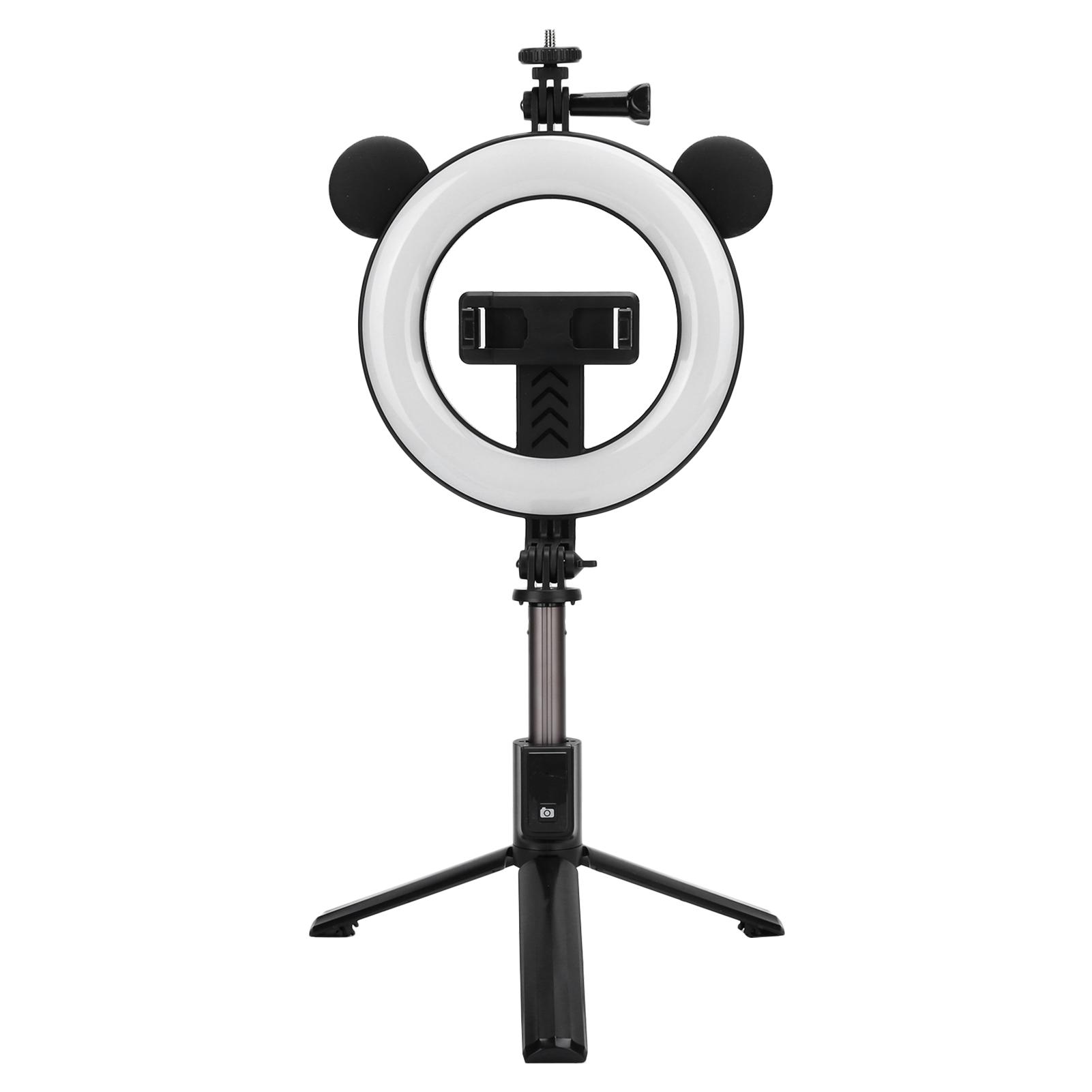 Kabelloser Bluetooth Selfie-Stick mit Ringlicht-Halterung, Faltbarer Stativständer, Desktop-Selfie-Stick