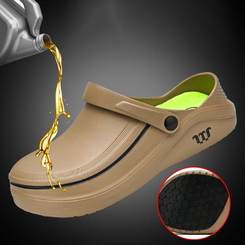 EVA-Kochschuhe, leichte Arbeitsschuhe, rutschfeste Outdoor-Sicherheitsschuhe, wasserdicht, bequeme Wanderschuhe, ölbeständig für die Küche 40 kaffeebraun