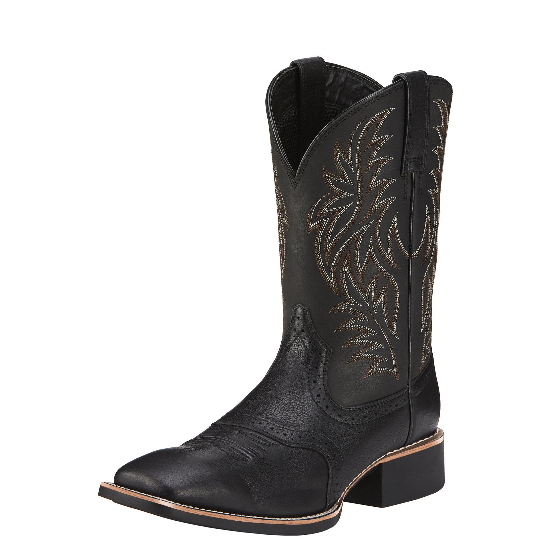 Mode Herren Western Cowboy Stiefel Mode Stickerei Stiefel Eckige Spitze Mid-calf Herrenschuhe Neu Slipper Herren Reitstiefel Zapatos Hombre 42 schwarz