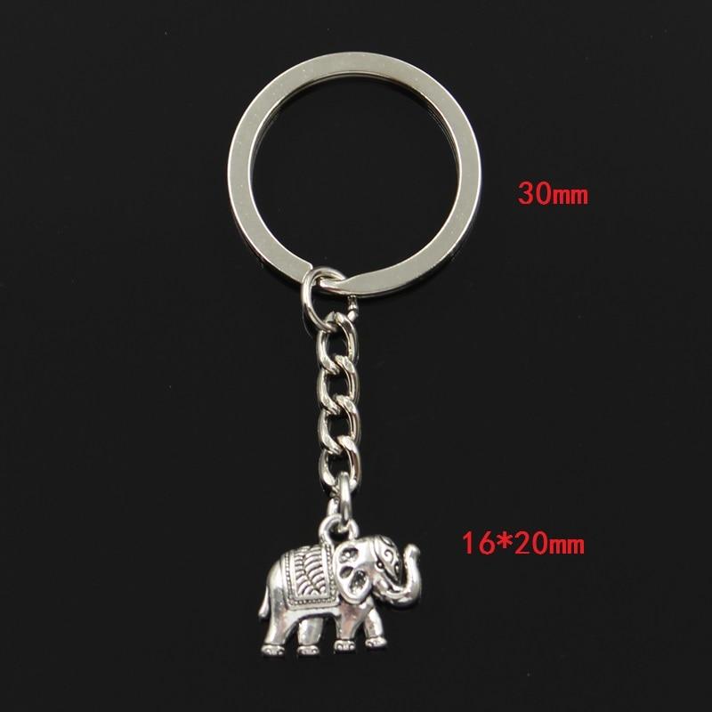 Mode 30mm Schlüsselanhänger Metall Schlüsselanhänger Schlüsselanhänger Schmuck antik vergoldet Thailand Elefant 16x20mm Anhänger silber