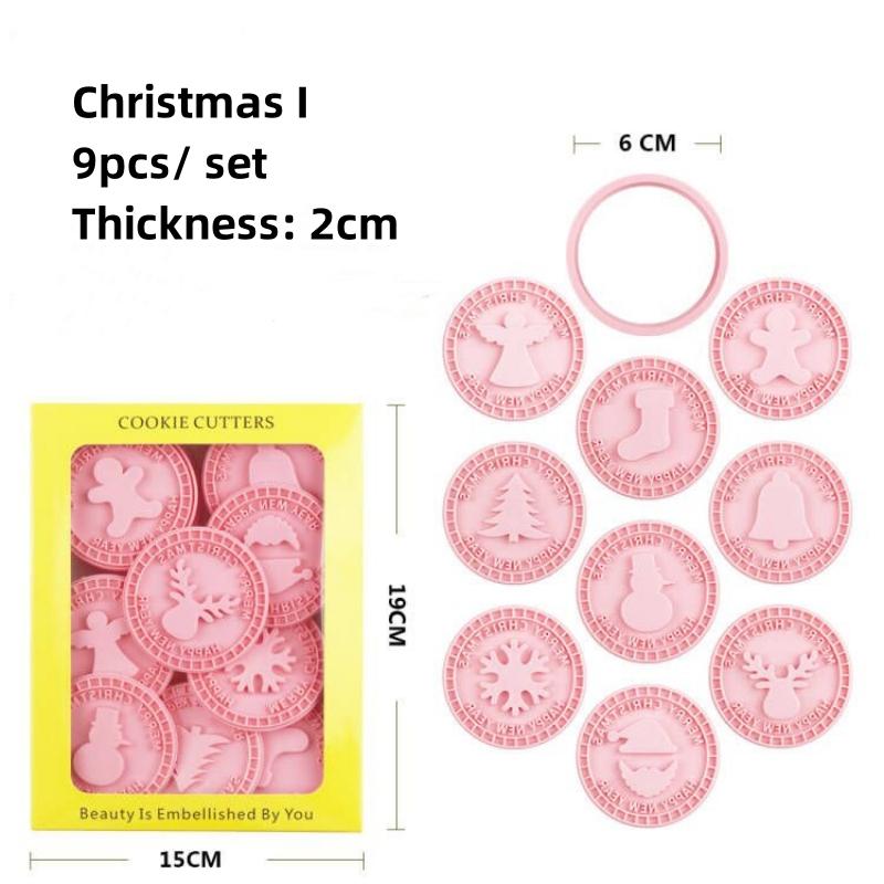 9 Stücke 3D Weihnachten Ausstechformen Keksform Weihnachtsmann Schneemann Baum Elch Plätzchenform Stempel Weihnachten Neujahr Party Dekor Backenwerkzeuge