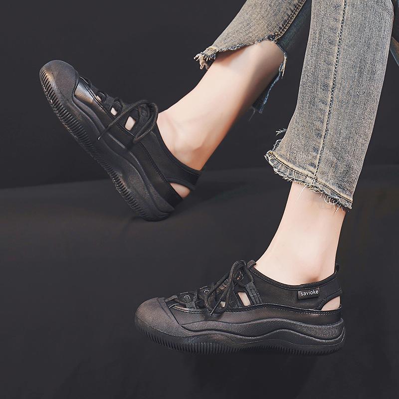 Ausgehöhlte Canvas-Schuhe Damen Sommer Neue Studentin Weiße Schuhe Damen Flache Rutschfeste Ins Atmungsaktive Board-Schuhe 40 schwarz