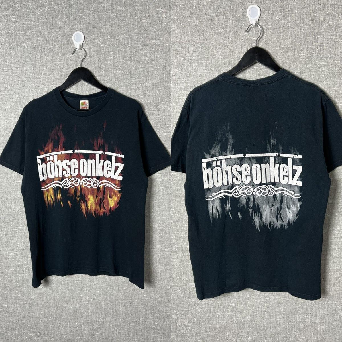 Band-T-Shirts × Vintage Böhse Onkelz Vintage 90er Rockband-T-Shirt Tour-T-Shirt Größe Onkelz Global Tour T-Shirt Street Hip Hop Oversized Y2k Freizeitkleidung XXXL bunt