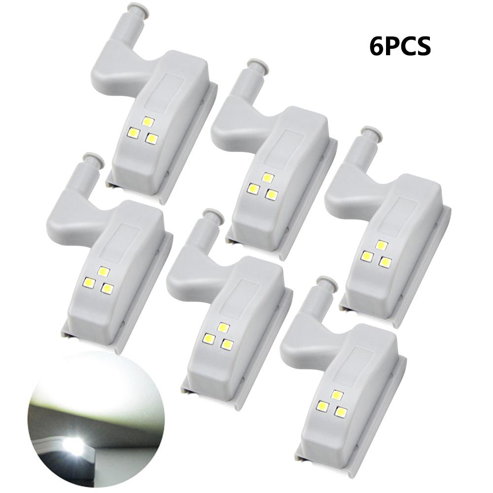 Universal Innere Scharnier Lampe Schrank LED Unter Kabinett Licht Schrank Schrank Sensor Licht Home Küche Nachtlicht Lampen 6PCS weiß