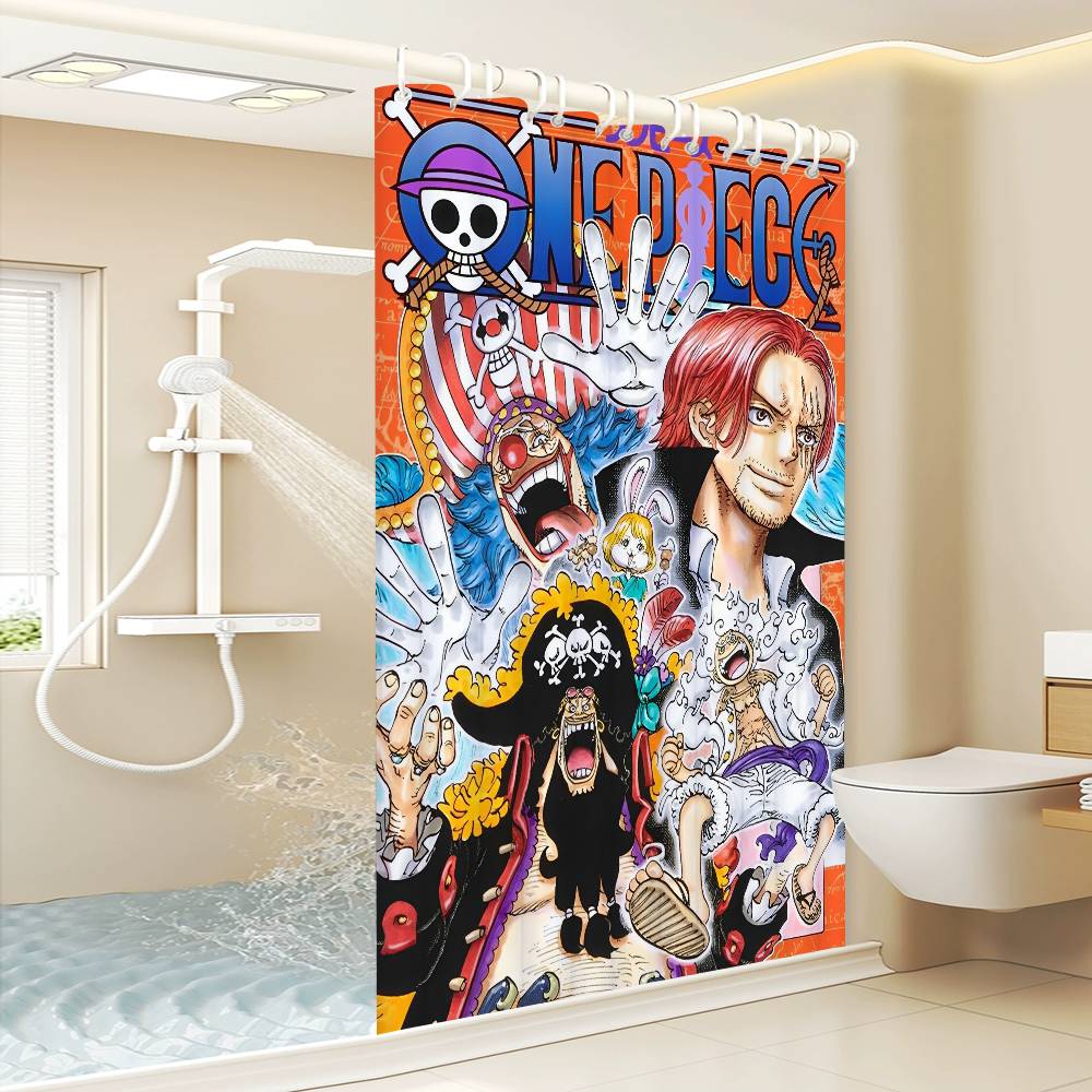 Anime O-One P-Pieces Duschvorhang, Badezimmer Dekorativer Duschvorhang, Wasserdichter Duschvorhang mit Haken 180x200 cm