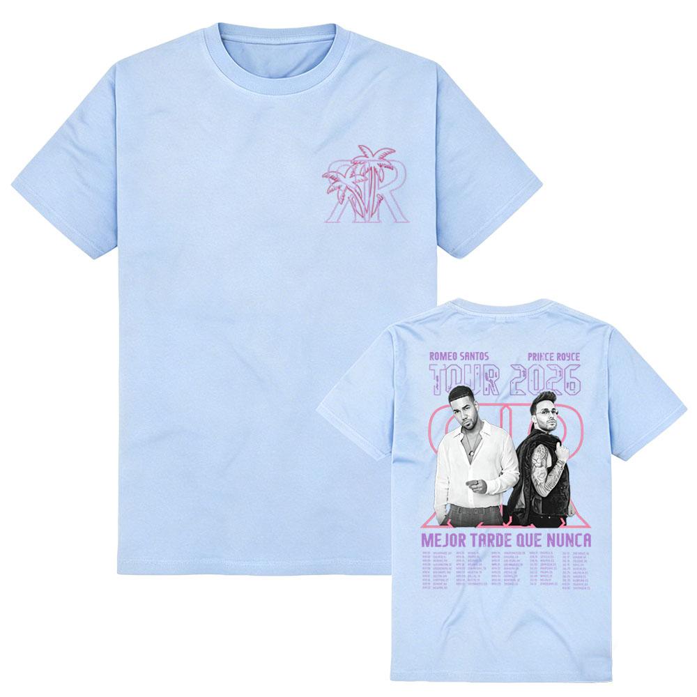 Romeo Santos & Prince Royce BLTN 2026 Tour Foto T-Shirt Vintage Collage Rundhals Hohe Qualität Baumwolle für Sommer Aldult Unisex L