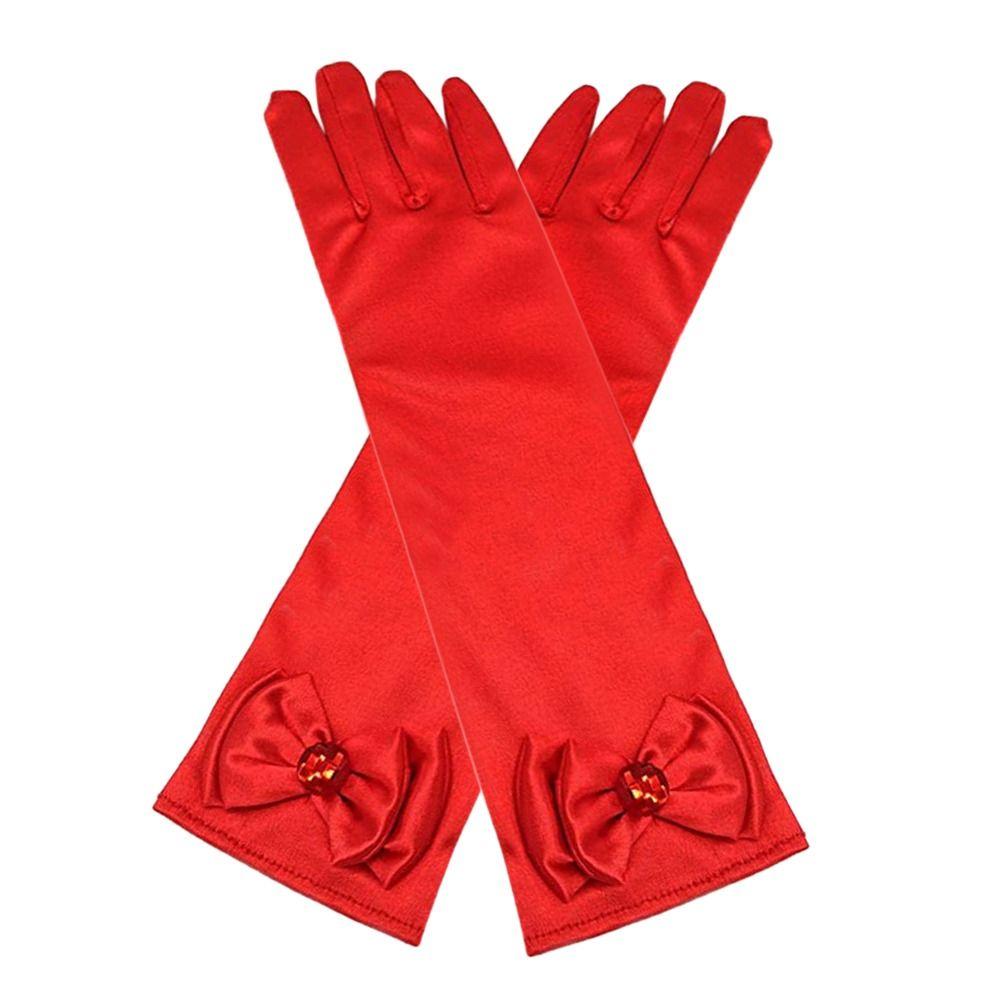 Kinderbekleidung Bühnenhandschuhe Prinzessinnenrock Accessoires Vollfingerfäustlinge Kinder Lange Handschuhe rot