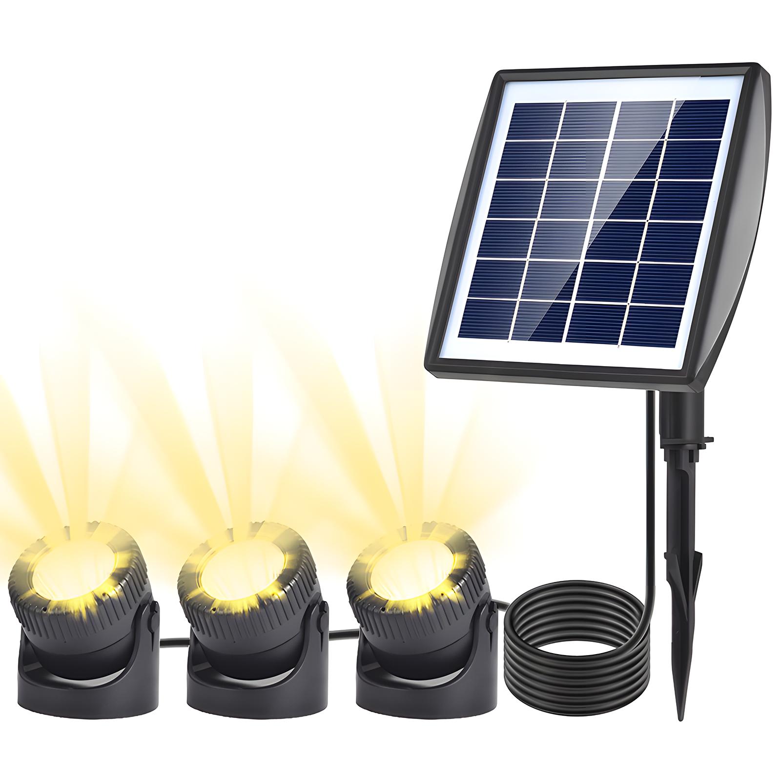 LED Solar Strahler Wasserdicht Solar Powered Garten Teich Licht Warm Weiß Rasen Hinterhof Beleuchtung Warm White schwarz