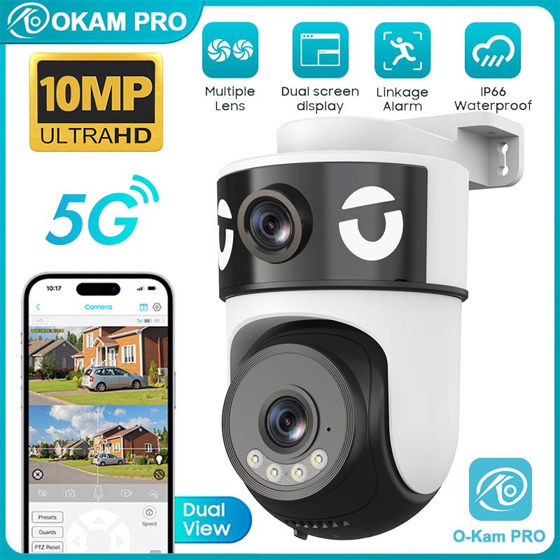 OKAM PRO APP 5G WLAN IP-Kamera HD 10MP Dual-Objektiv Kamera PTZ Farbnachtsicht Zwei-Wege-Sprechanlage Bewegungsverfolgung KI Intelligente Kamera 10MP Camera