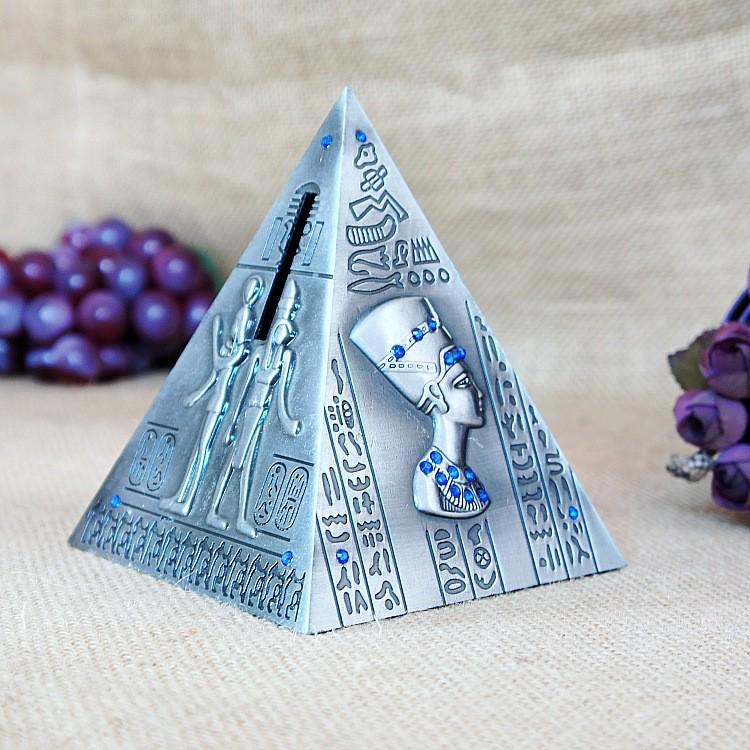 Ägyptische Pyramide Galvanisiertes Metall Spardose Souvenir