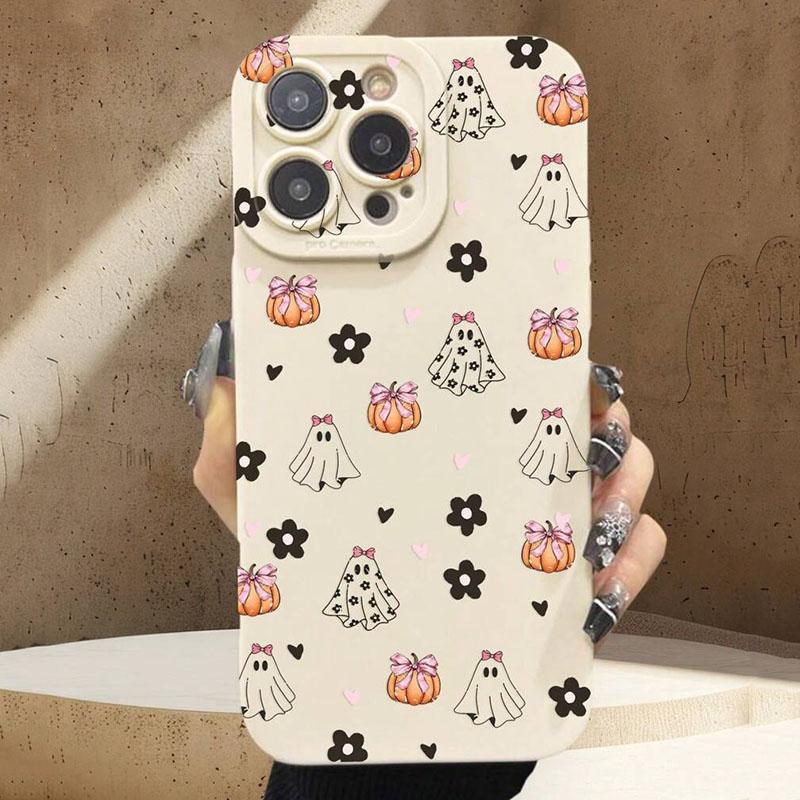 Hülle Für iPhone 17 Hüllen iPhone 16Pro Max Halloween Geisterblumen Handyhülle Für iPhone 15 14 13 12 11 XS X XR 7 8 Plus SE2 16e iPhone17 Pro Max
