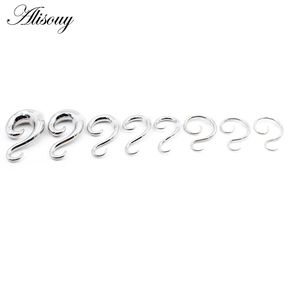 Alisouy 1 Stück Edelstahl S-förmige Spiral-Ohrstöpsel Tunnel Kegel Knorpel Ohrring Messgeräte Expander Bahre Piercing Schmuck 1.6mm