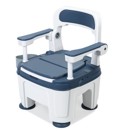 Nachttisch-Toilettenstuhl, Tragbare Toilette für Erwachsene, Toilettenstuhl mit Griffen, Höhenverstellbare Mobile Tragbare Toilette, Töpfchenstuhl für Erwachsene Belastbarkeit 882lb für blau