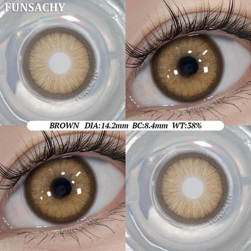 FUNSACHY Farbige Kontaktlinsen 1 Paar Natürliches Braun Koreanische Big Eye Kontaktlinsen für Augen Schönheit Graue Pupillen Farbige weiche Jahreslinsen