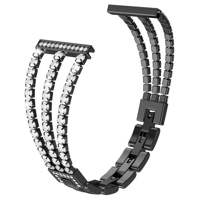 Schmales Armband für Fitbit Sense 2-Armbänder, elegantes Metallarmband mit Glitzer für Fitbit Versa 2/3/4, Armbandschmuck für Damen, Luxusarmband Fitbit Versa schwarz
